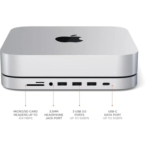 Satechi USB C Hub - Type-C Aluminum Stand & Hub for M1/M2 Apple MacMini - Picture 5 of 9